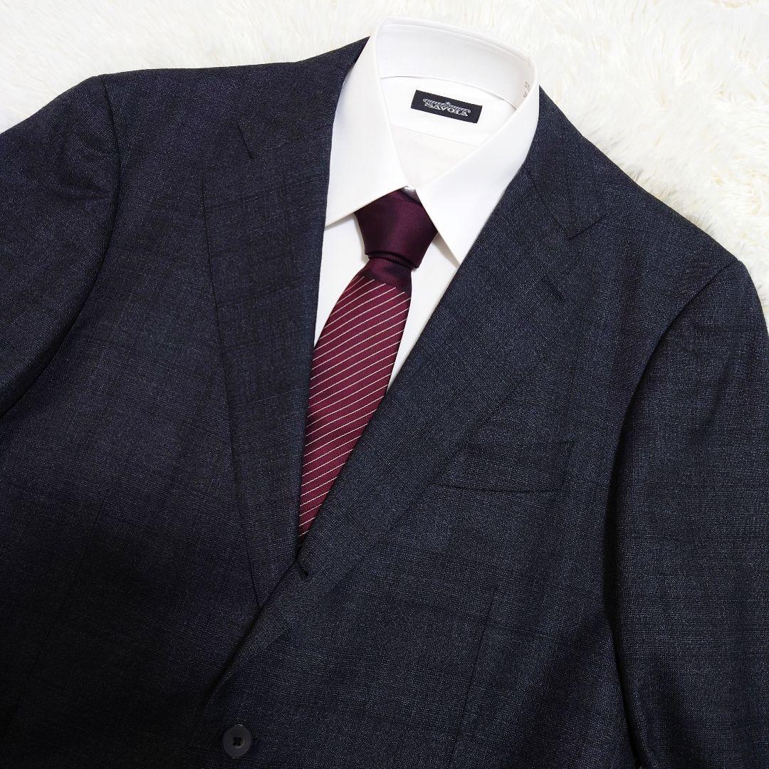 美品　ザスーツカンパニー　スーツ　Super100's　グレー　チェック　XL