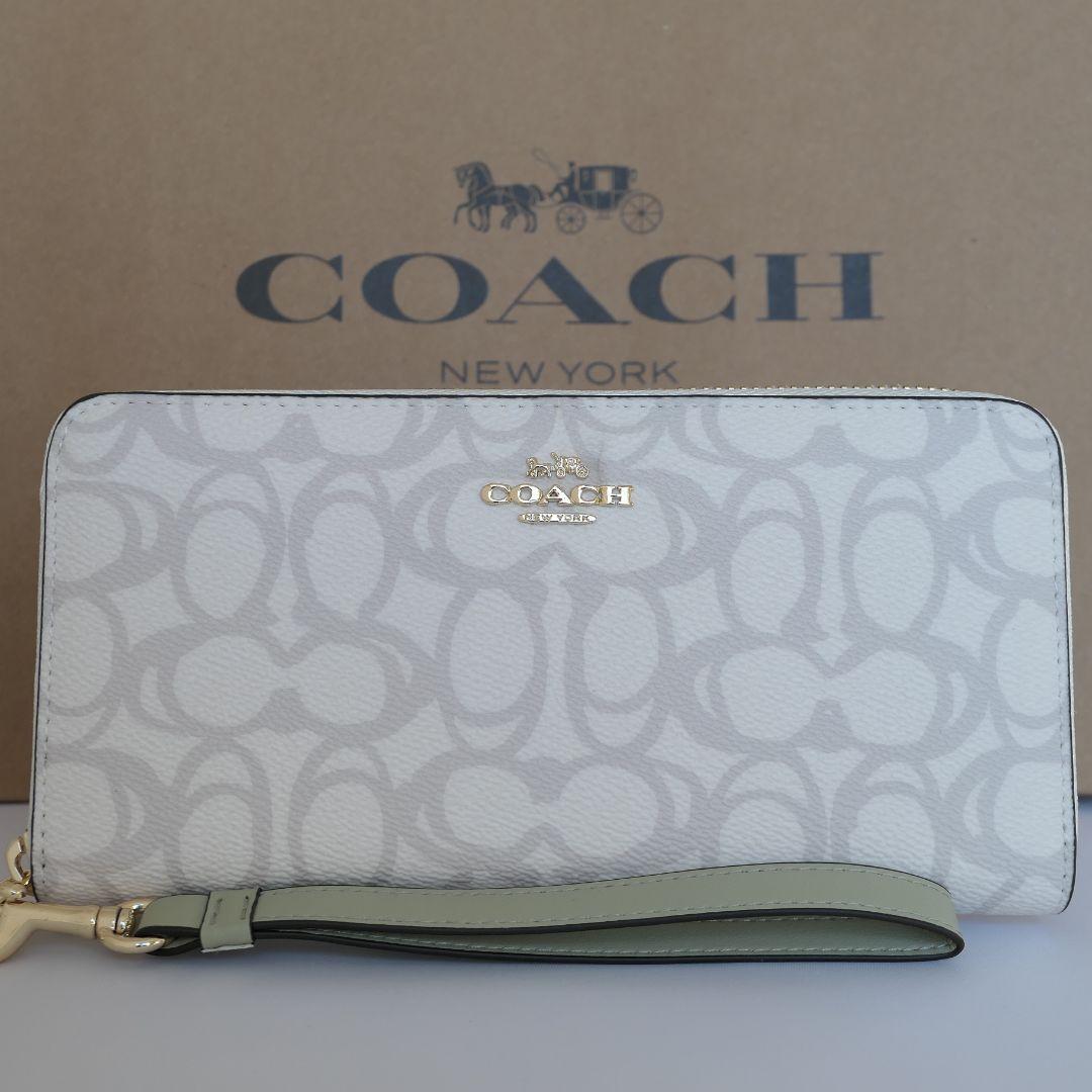 2点　 コーチ長財布 シグネチャー ロング ジップ C4452 デニムマルチ