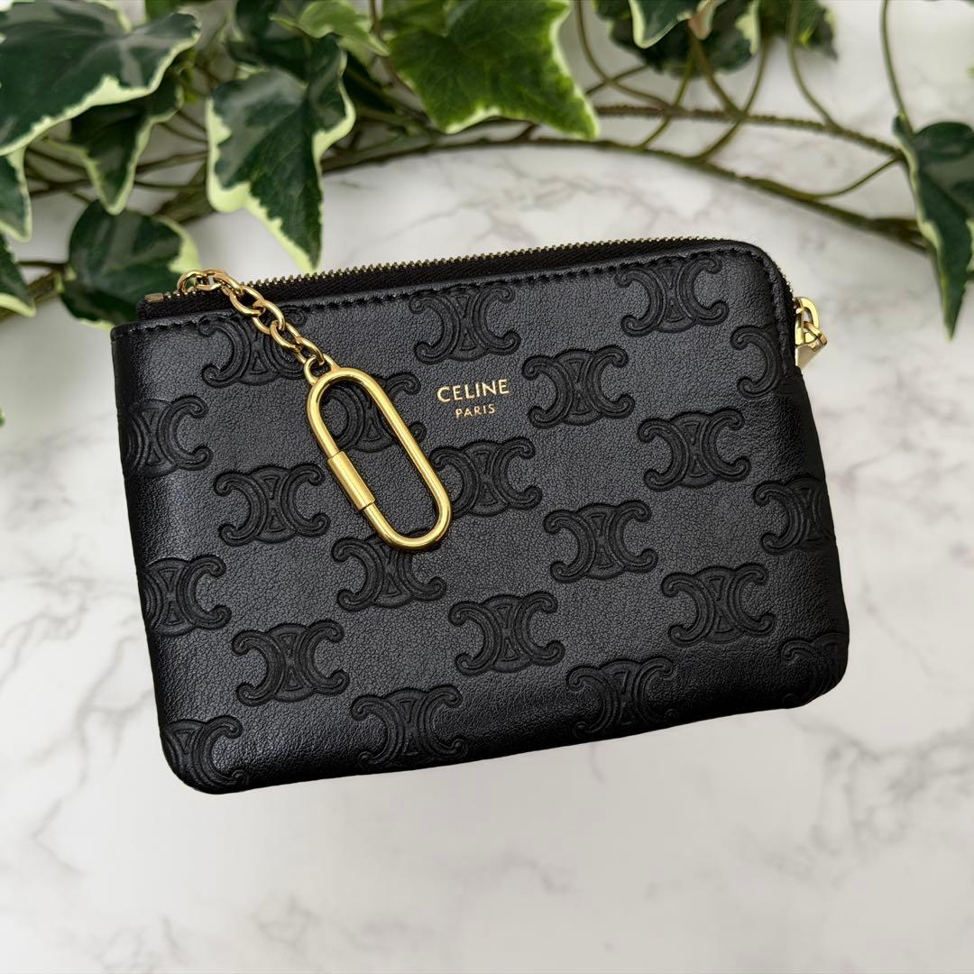 セリーヌ フック付き ＆ カードポーチ ケース ブラック