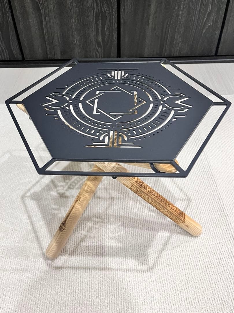 DEVISE WORKS 焚き火サイドスタンドLOW 六角天板タイプ