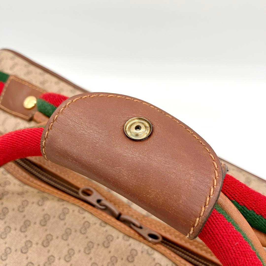 【GUCCI】ボストンバッグ　旅行鞄　シェリーライン　マイクロGG ブラウン