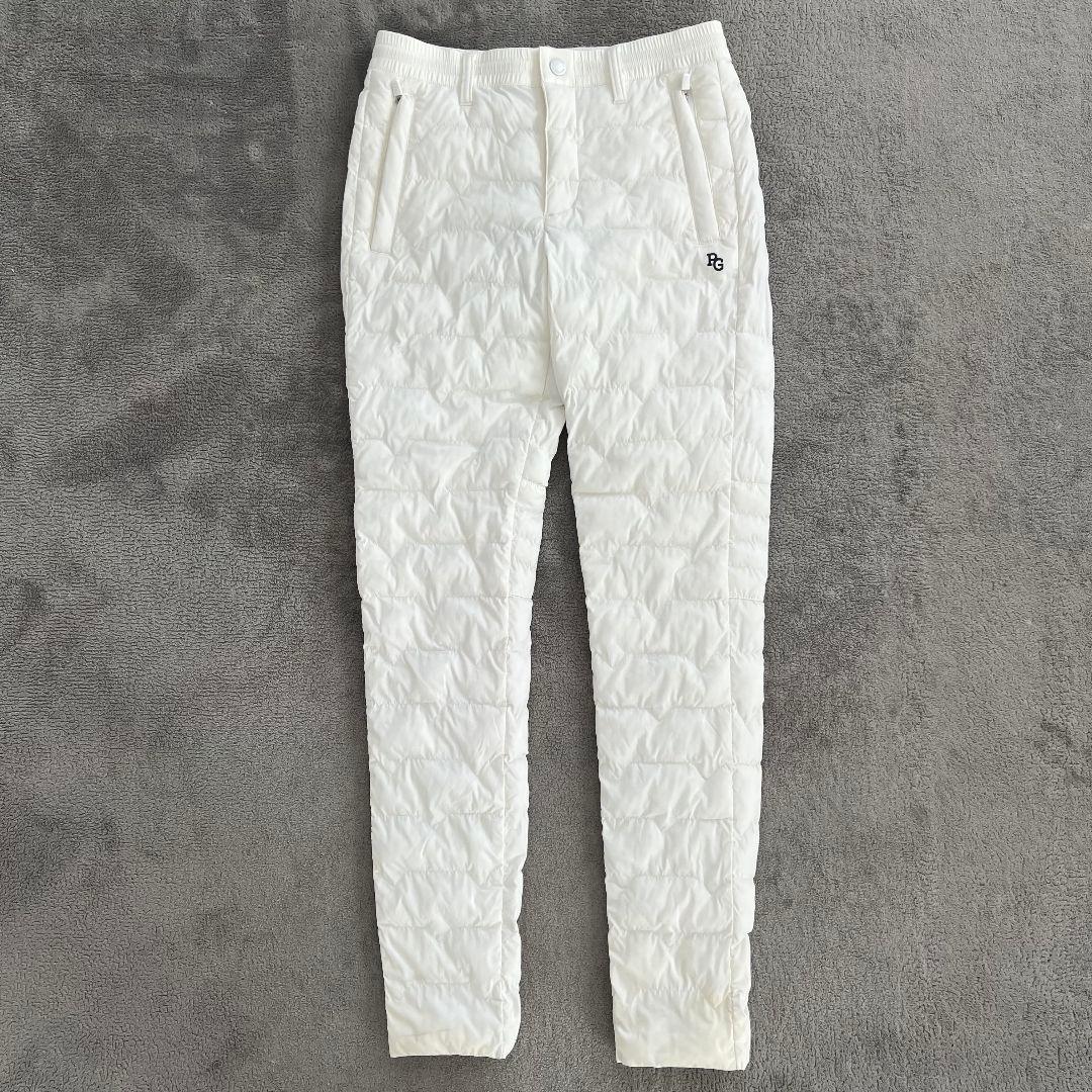 パーリーゲイツ　ダウンパンツ　中綿入り　レディース　ロゴ　ホワイト　白　ゴルフ