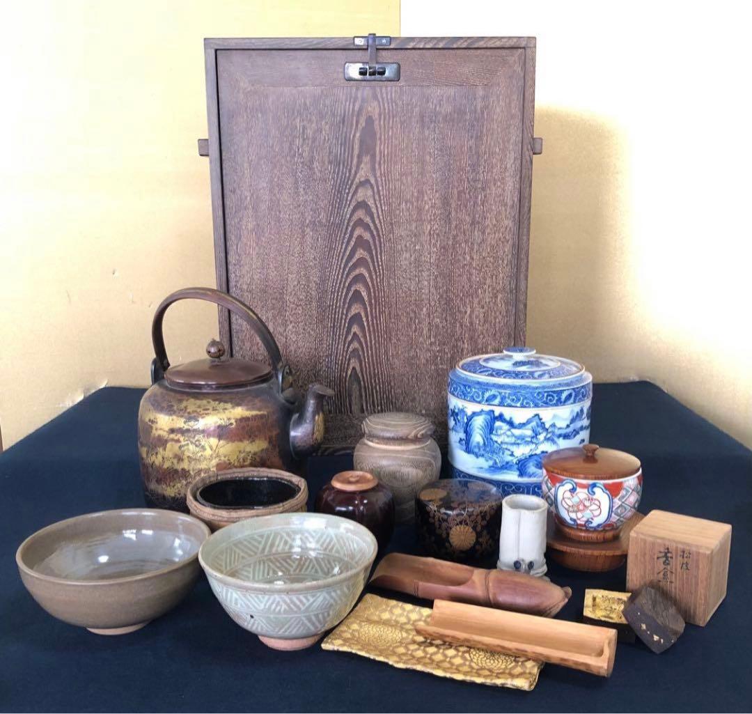 割引❗️《R》茶道具 桑 旅箪笥 お茶道具付 銘有入 260109き2