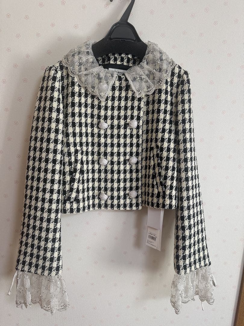 スカラップビジューアタッチドジャケット　リリーブラウン