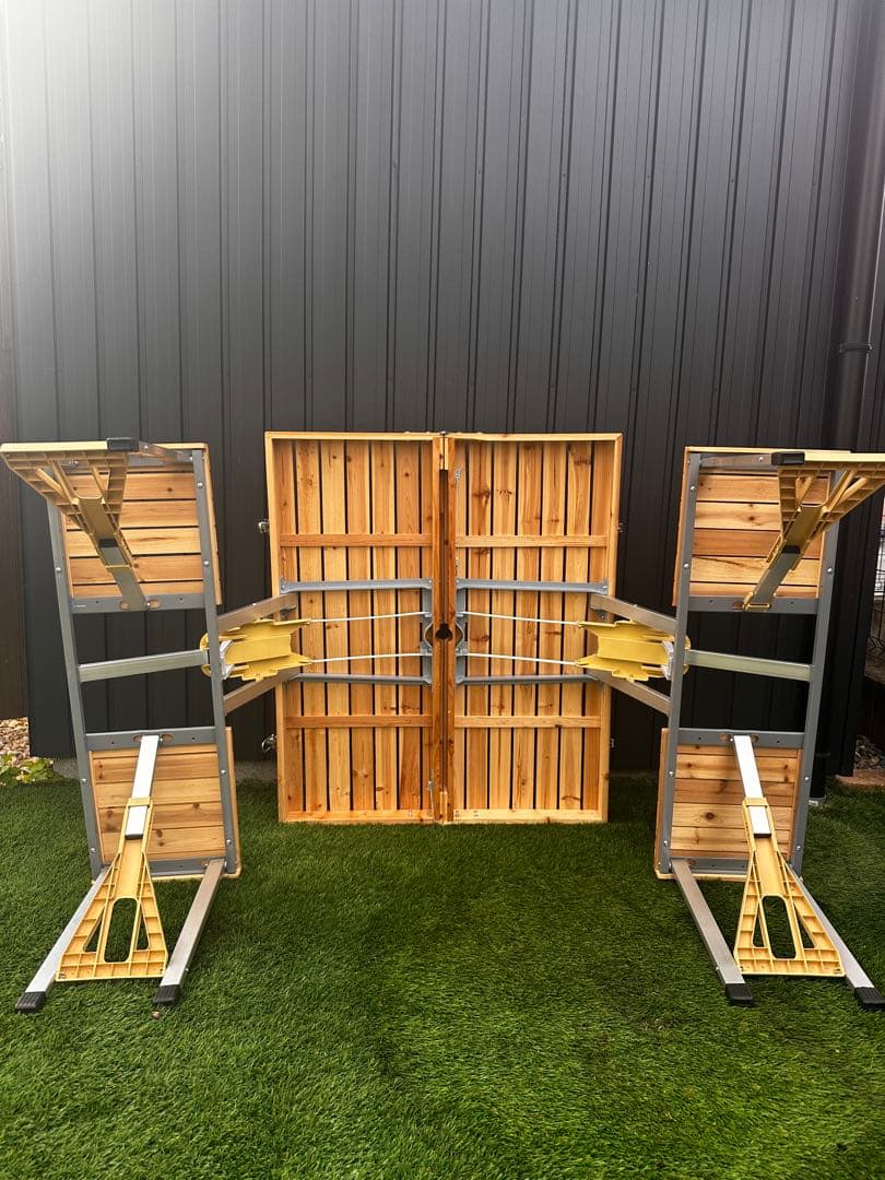 木製　折りたたみアウトドアテーブル　チェア一体型