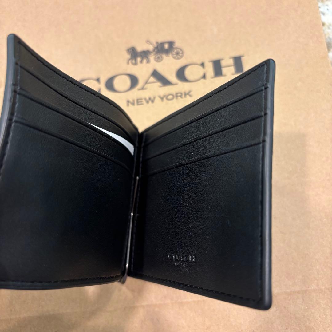 COACH コーチ マネークリップ カードケース ブラック シグネチャー