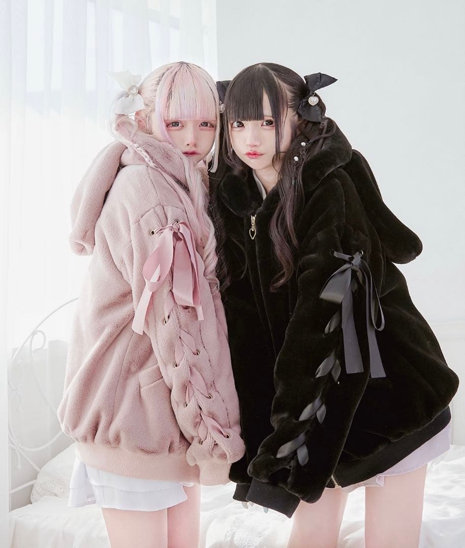 Pal elfy パルエルフィー うさ耳ファーコート ブラック