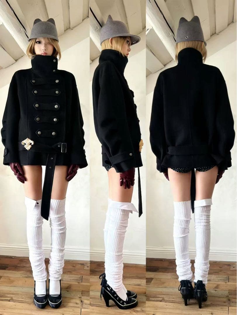 ウール ダブルブレスト ピーコート