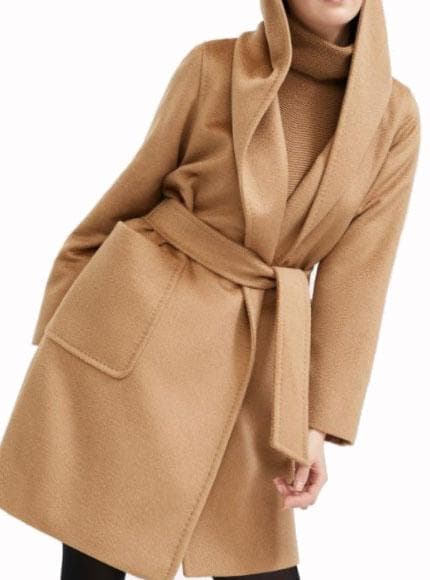 2023AW■マックスマーラピュアキャメル100％リアルトフーデットコート■42