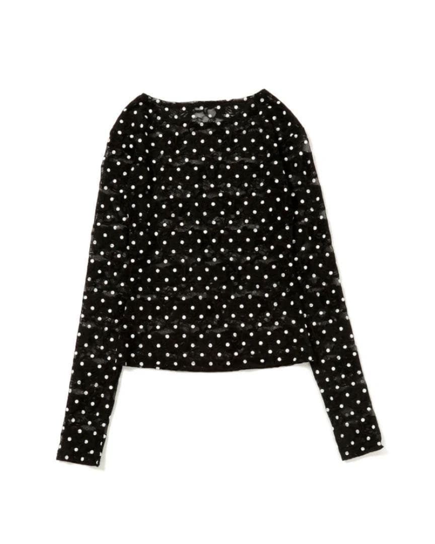 poppy DOT LACE SEE-THROUGH TOP レース トップス