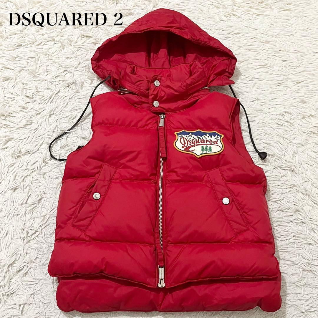 希少✨ディースクエアード　ダウンベスト　ジャケット　ワッペン　2way 赤　40