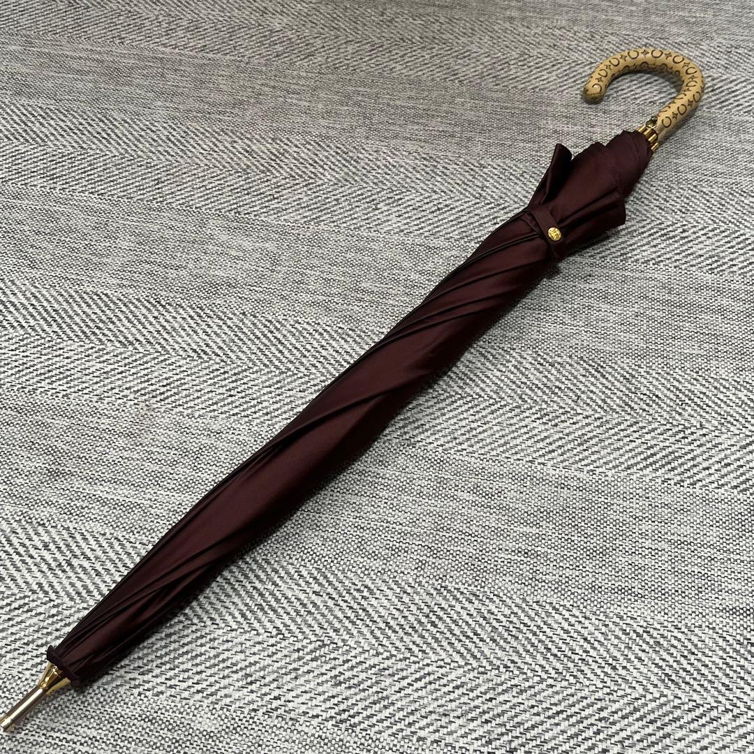 美品　CELINE セリーヌ　文字ロゴ　晴雨兼用傘　チョコレートカラー　マカダム