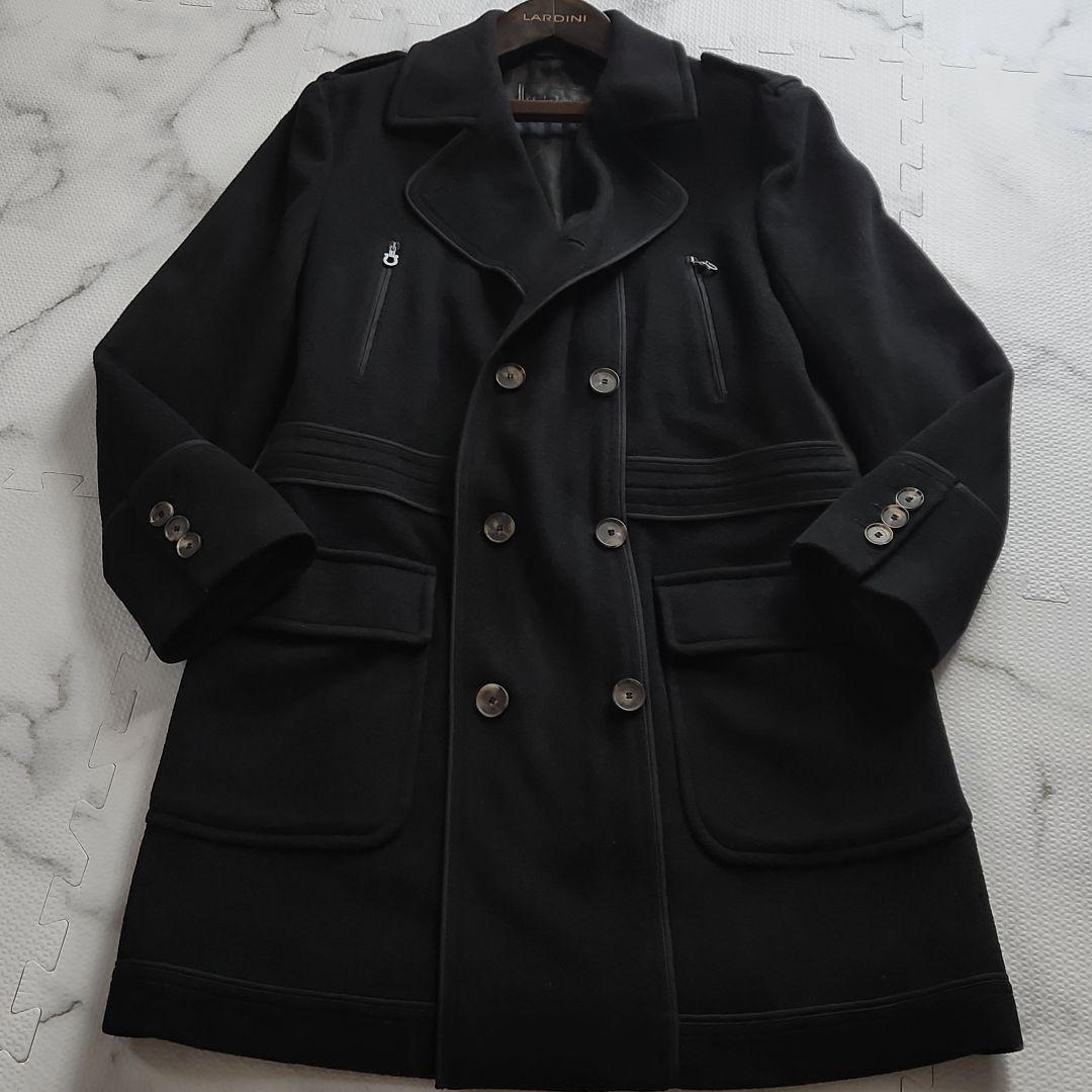 入手困難✨XL相当 フェラガモ ピーコート カシミヤ ガンチーニ金具 ブラック