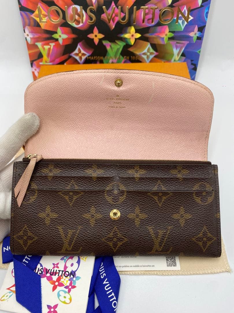 美品✨️ルイヴィトン モノグラムポルトフォイユ エミリー ルージュ M60136