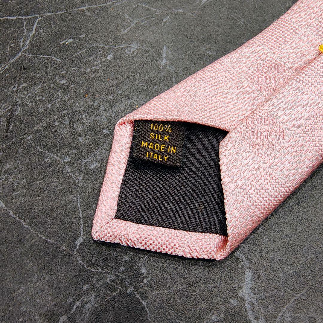 ルイヴィトン ネクタイ ピンク ダミエ柄 LVロゴ シルク100% イタリア製