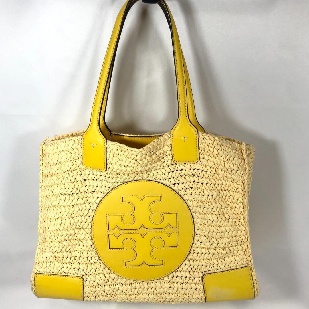 Tory Burch Ella かごバッグ トート ストローレザー イエロー
