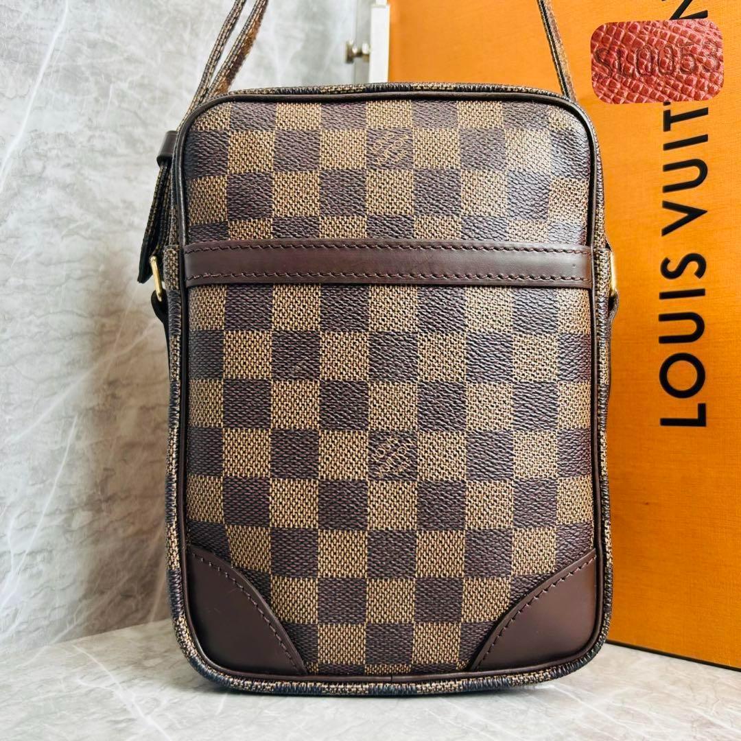 真贋済　ルイヴィトン　ダミエ　ダヌーヴ　ショルダーバッグ　エベヌ