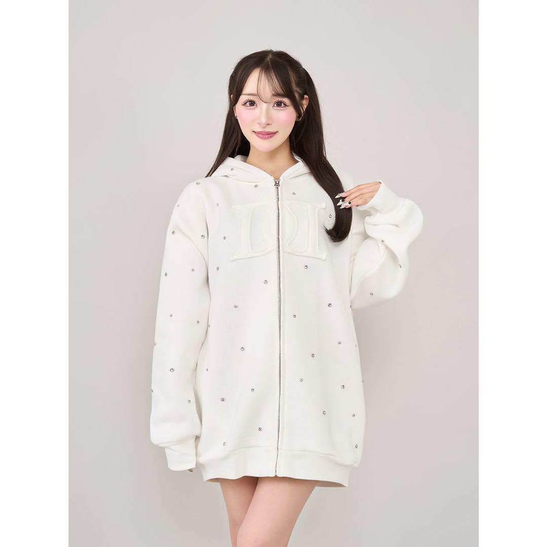 Darich ロゴビジュージップパーカー ホワイト 白