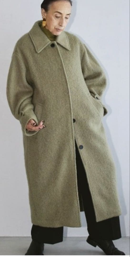 【トゥデイフル 】Shaggy Over Coat オリーブ 36