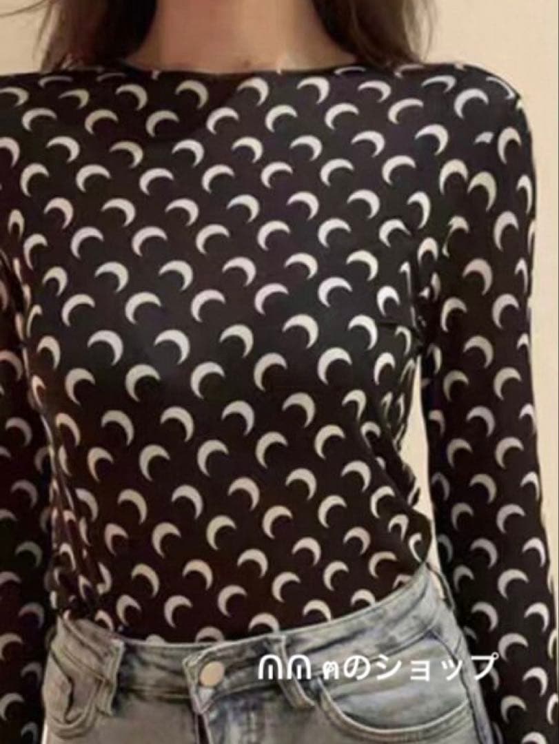 Marine Serre Moon 長袖 レディース ブラック/ホワイト S