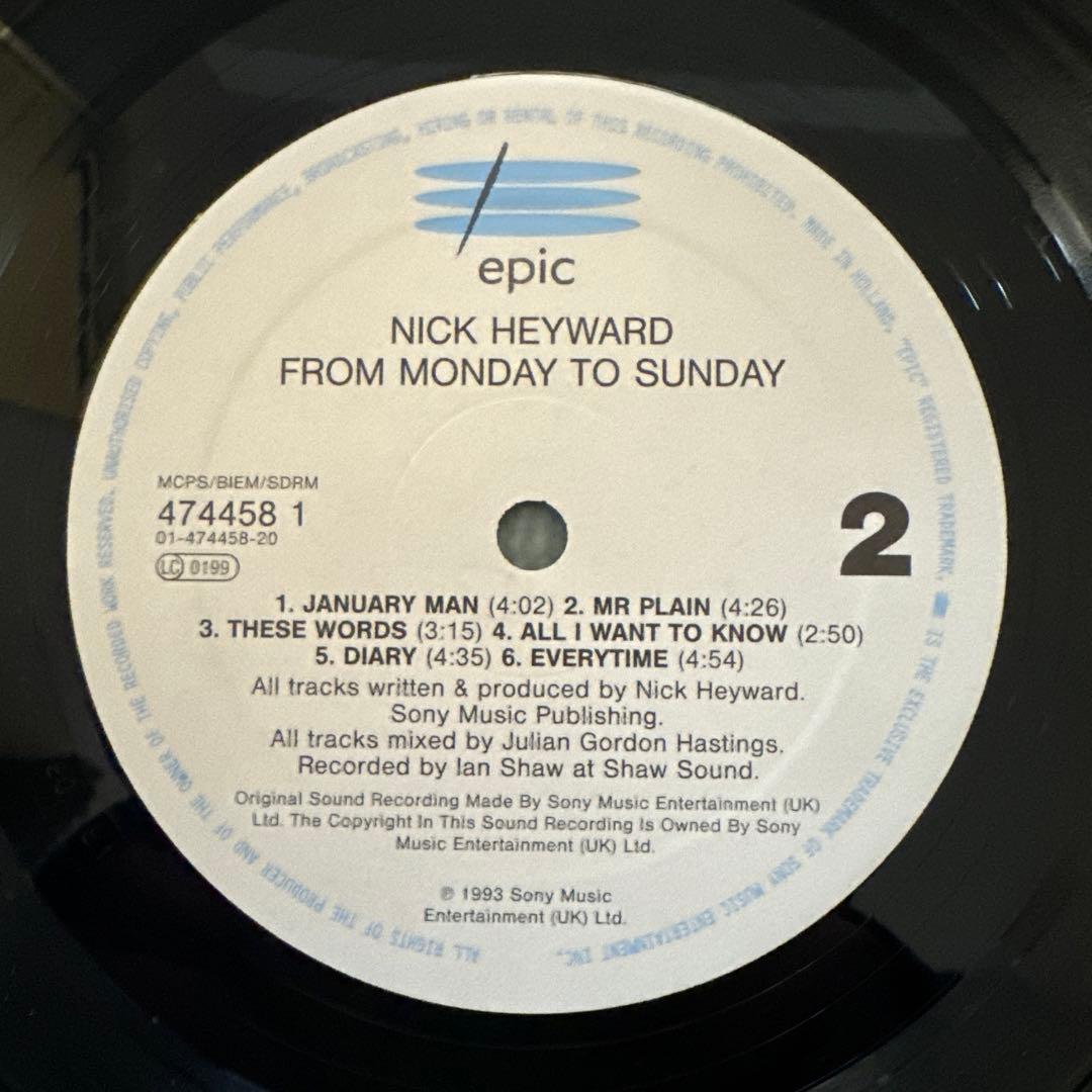 Nick Heyward『From Monday to Sunday』レコード