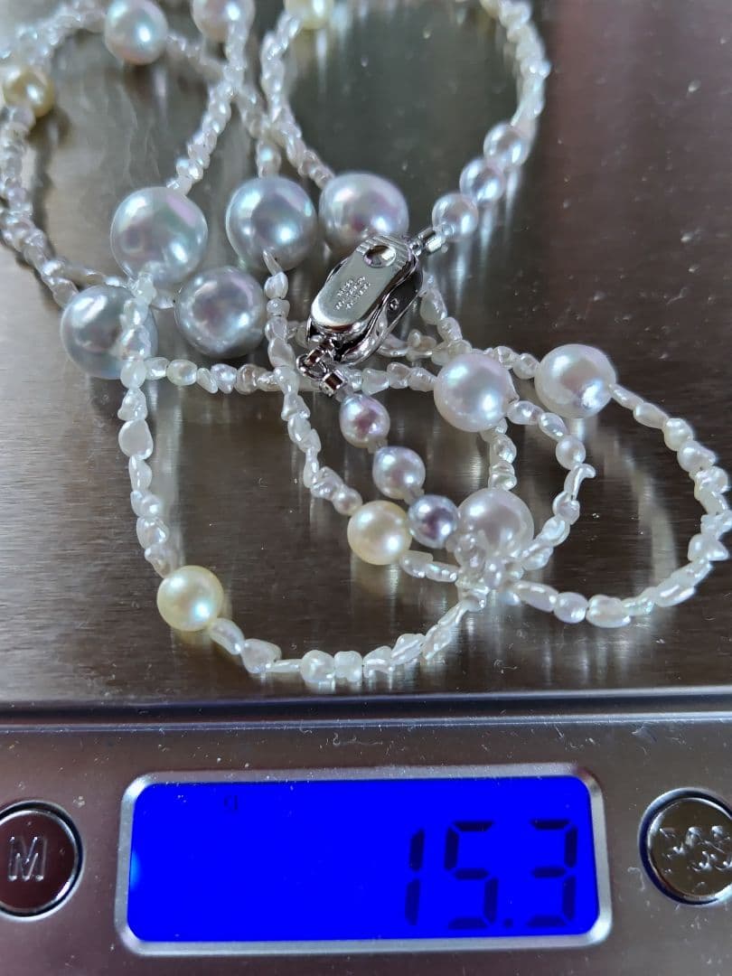 各サイズの、アコヤ真珠、あこや芥子パールの、セミロングネックレス