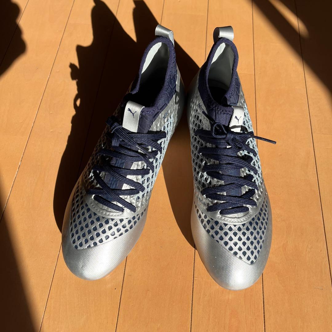 新品未使用❗️　PUMA スパイク 25.5㎝　 シルバー NET FIT