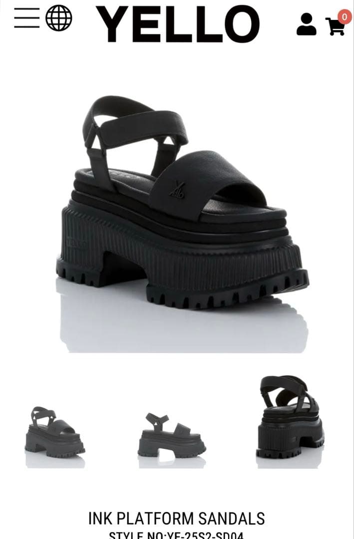 YELLO INK PLATFORM SANDALS ブラック