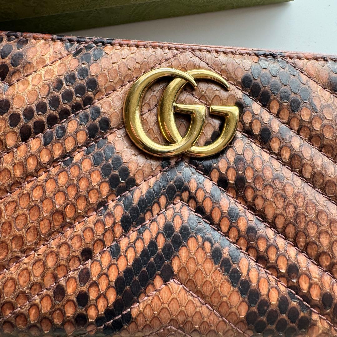 【極上美品】 GUCCI グッチ ラウンドファスナー 長財布 パイソン