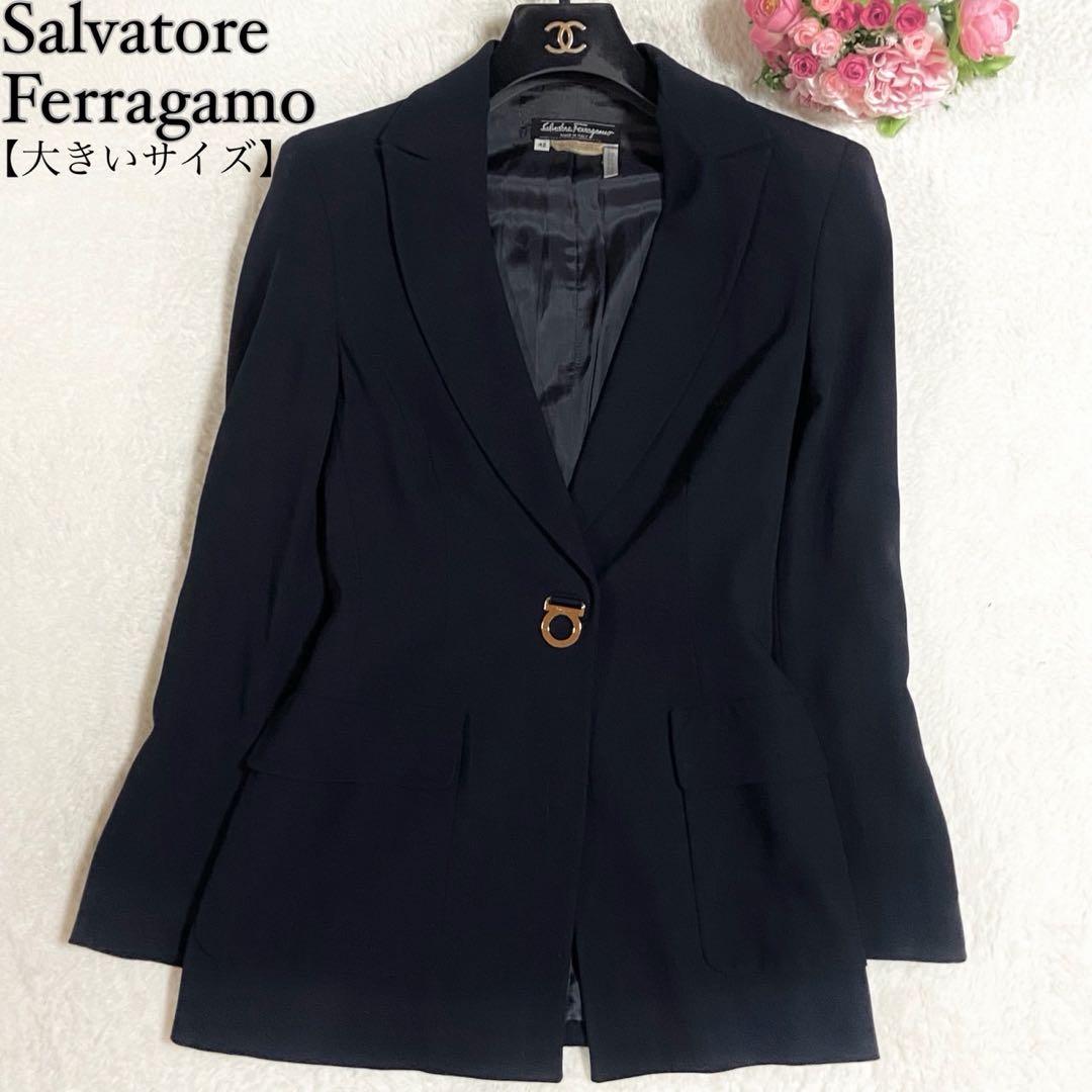 【大きいサイズ】 フェラガモ ガンチーニ テーラード ジャケット ネイビー XL