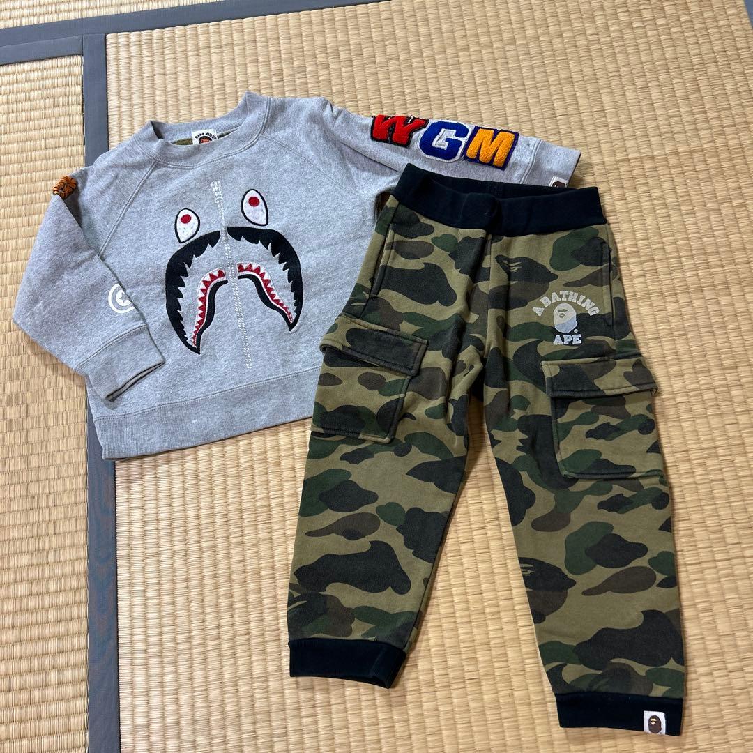 【美品】BAPE KIDS トレーナー＆迷彩パンツセット 100cm正規品