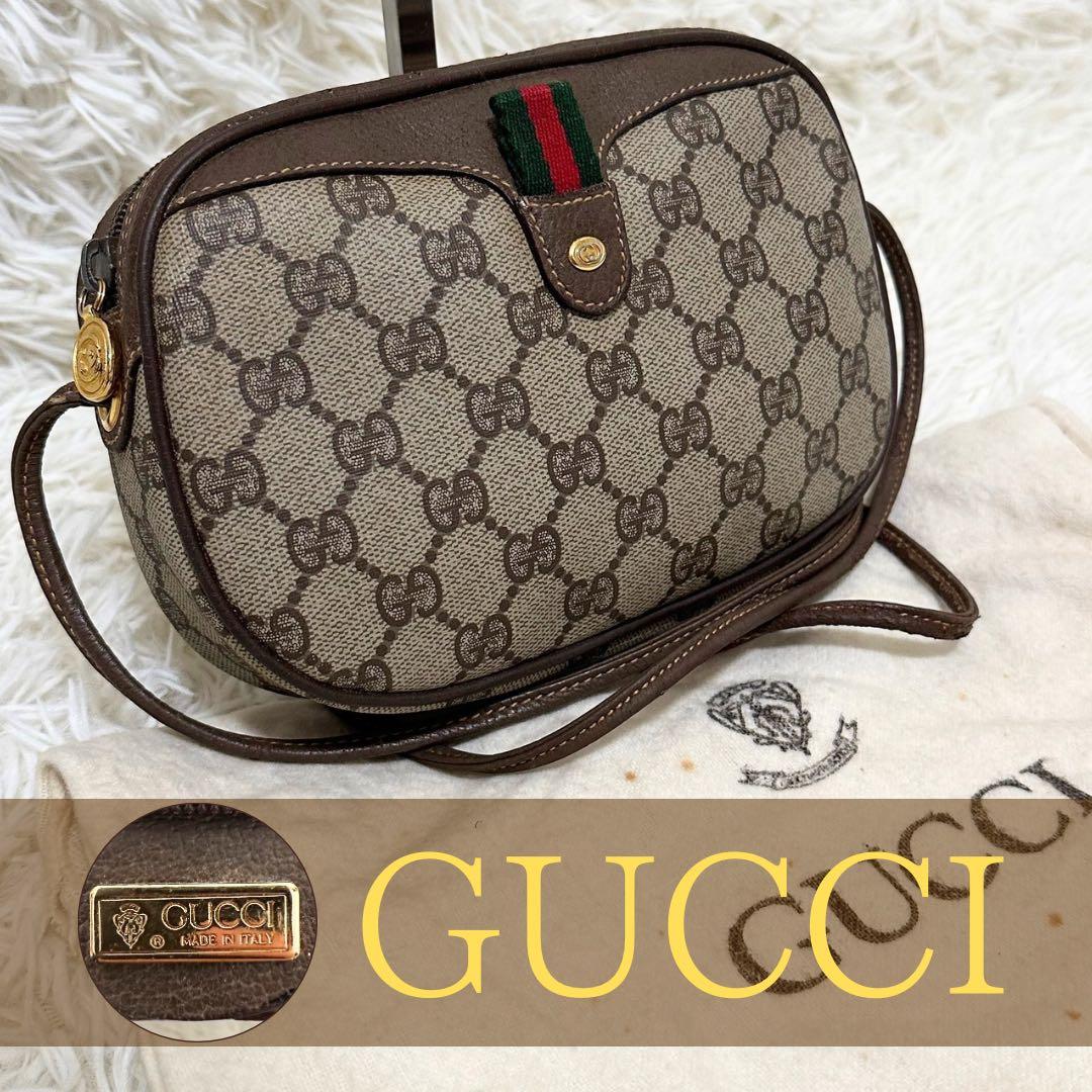 値下げ 袋付き グッチ GG 金具 レザー ショルダーバッグ シェリーライン