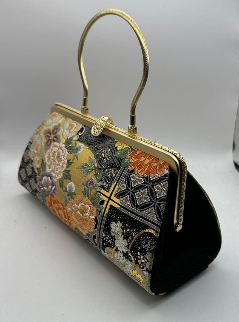 正絹帯地　金手横長草履バックセット　Fサイズ