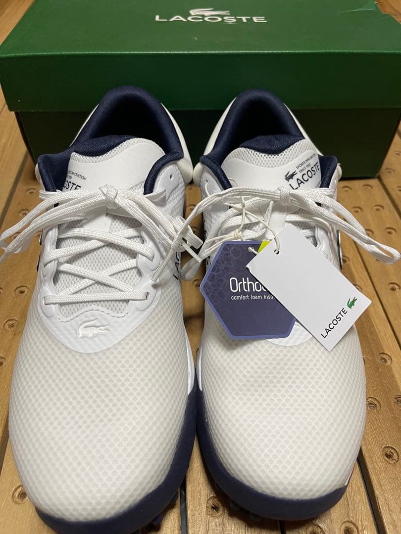 タグ付き新品　LACOSTE ゴルフシューズ ホワイト/ネイビー27cm