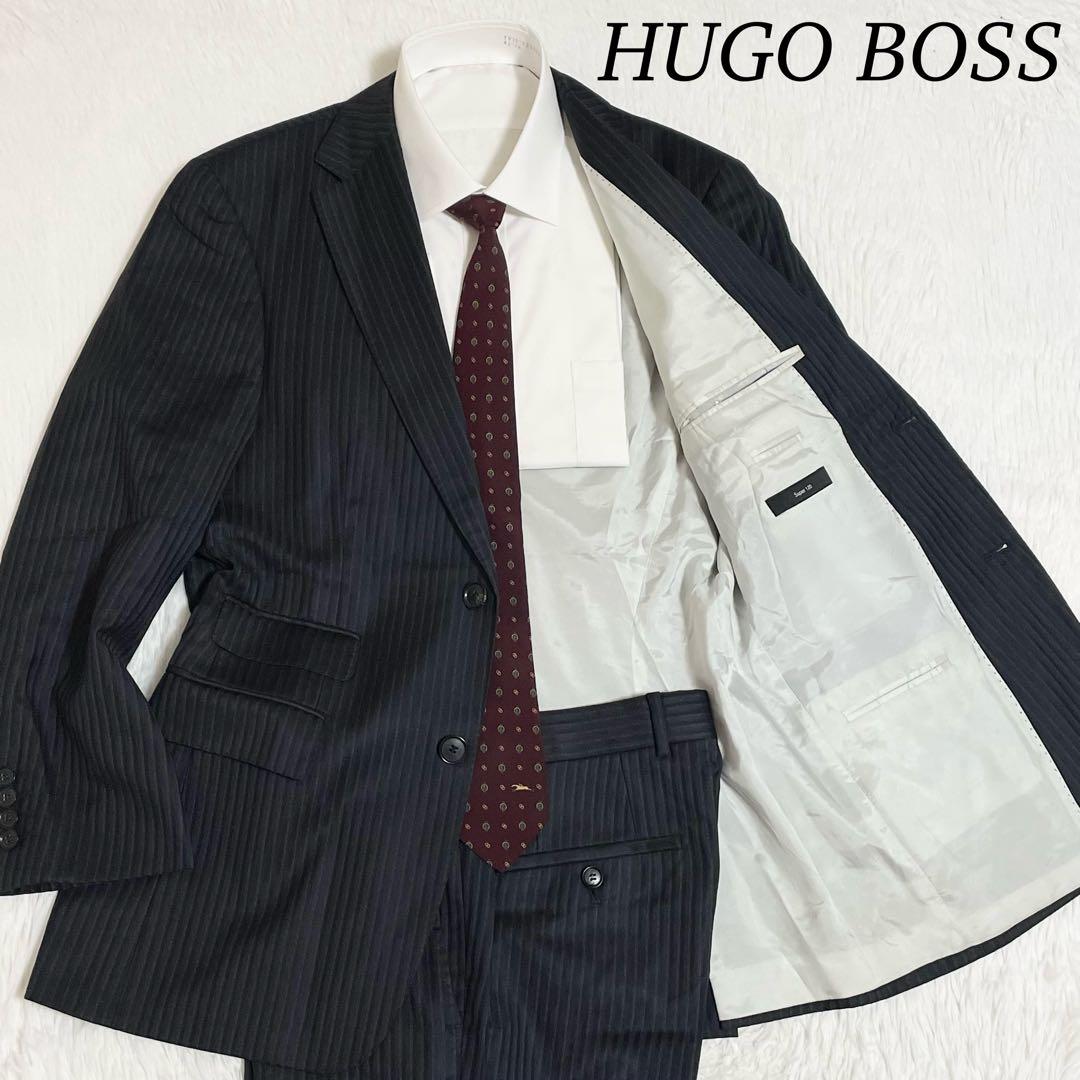 【美品】HUGO BOSS ヒューゴボス　セットアップ　スーツ　黒　シルク　M位
