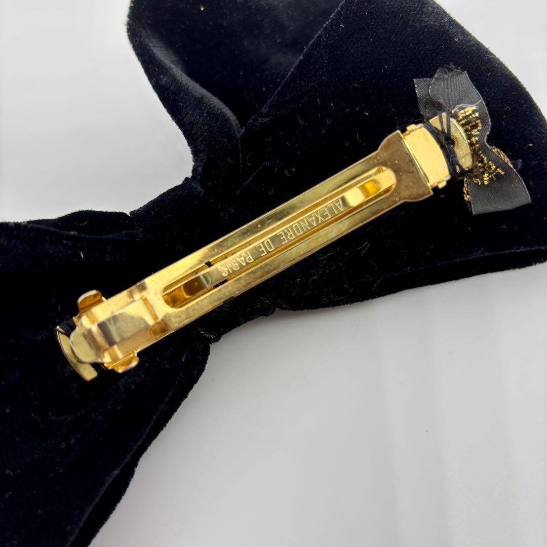 【美品】アレクサンドルドゥパリ バレッタ リボン ベロア 黒 ヘアアクセ