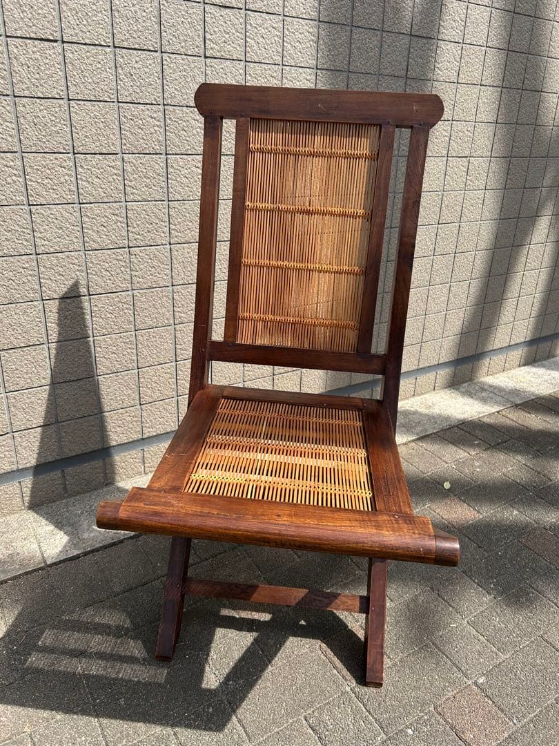 アジアンスタイル　チーク無垢材　折り畳みチェア