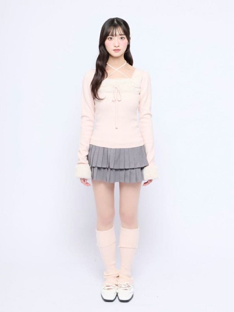 bubbles ファーリボンニットトップス