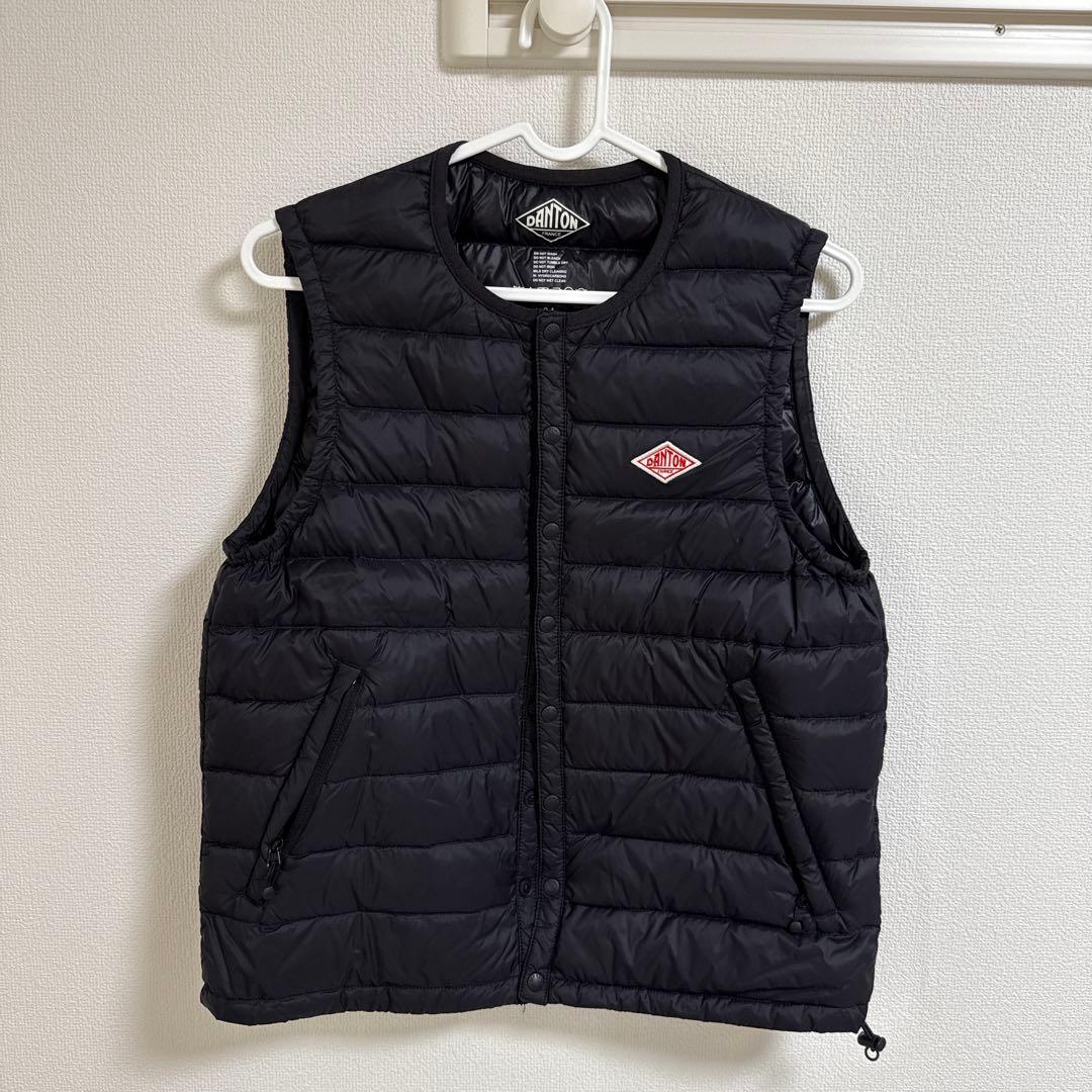 DANTON ブラック キルティングダウンベスト 34