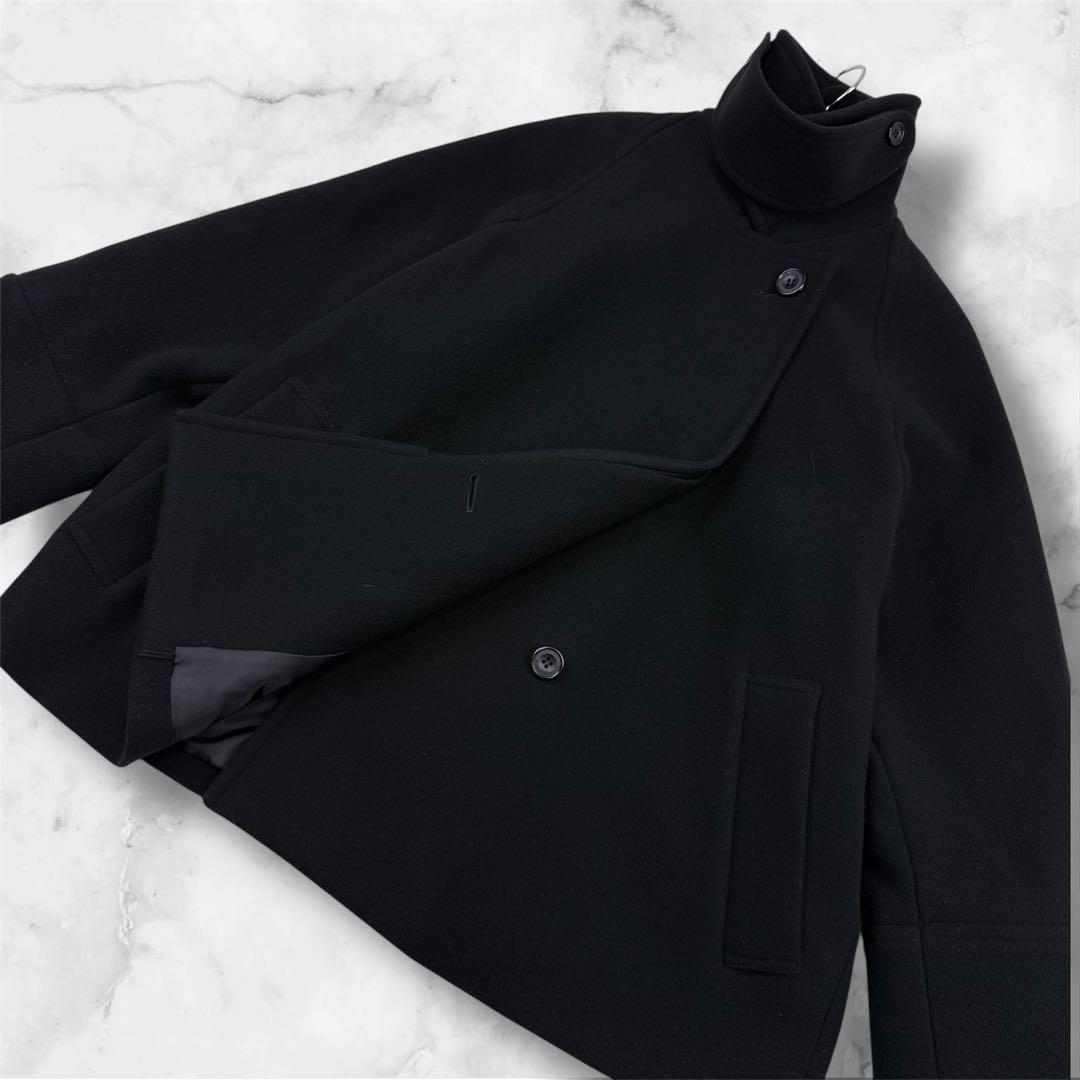 美品 スピックアンドスパン 現行 W/Nyモッサステンカラーショートコート 36