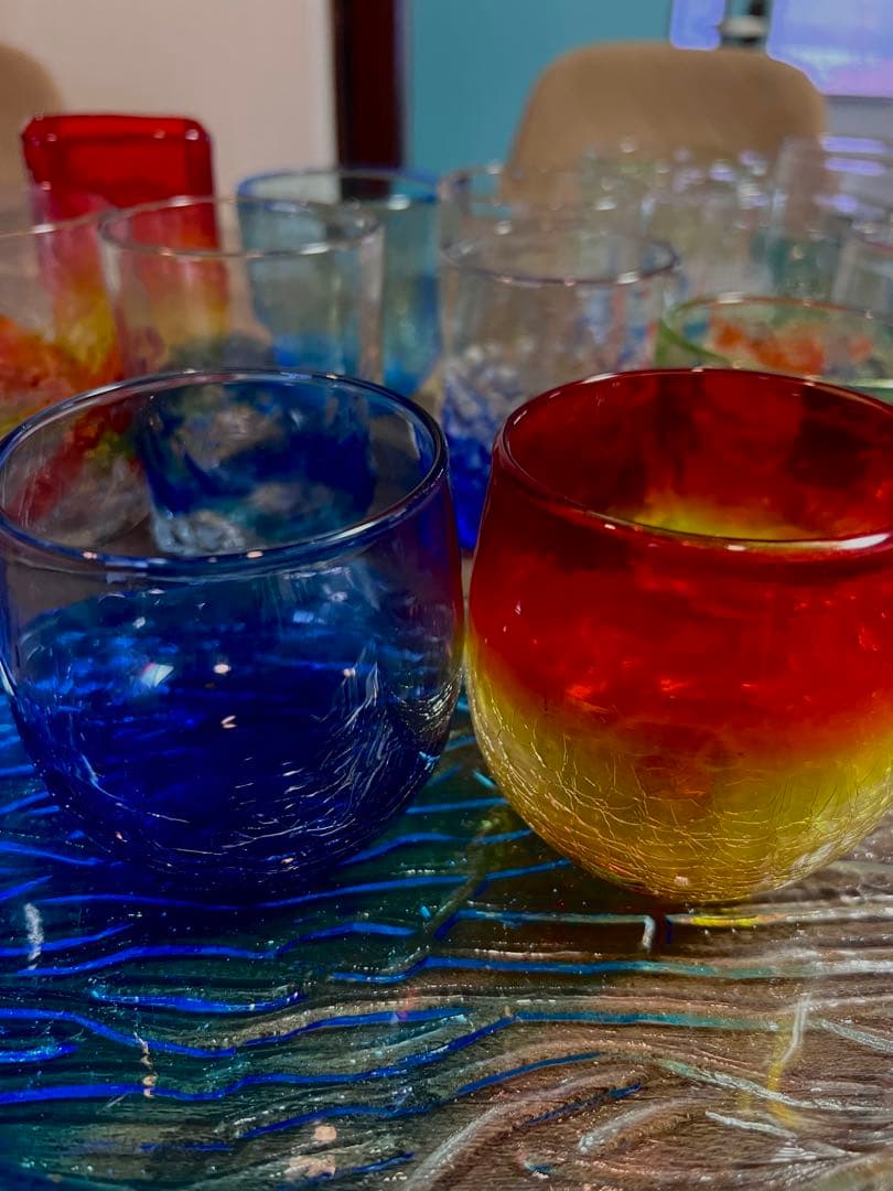 琉球グラス　琉球ガラス　吹きグラス　沖縄コップ　ハンドメイド　セット　大量