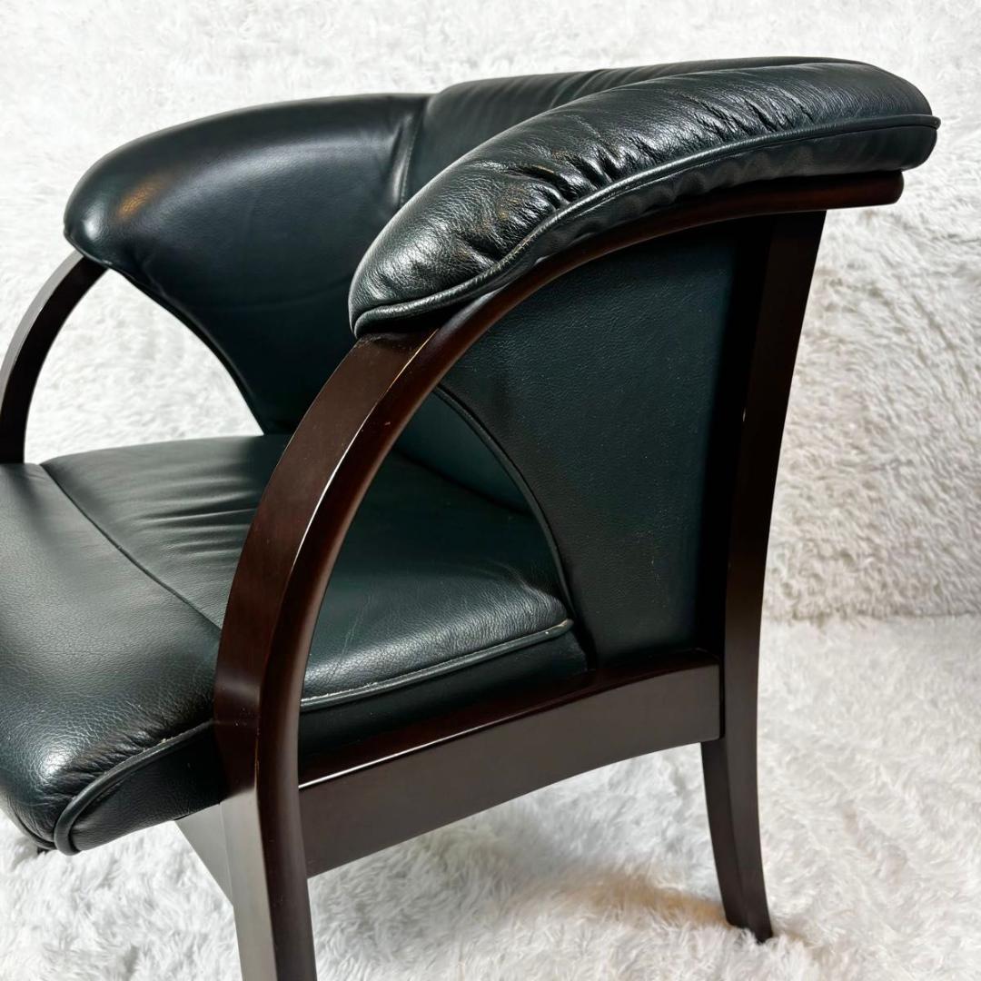 FUJI FURNITURE 　富士ファニチア　オットマン付　アーム付 　本革