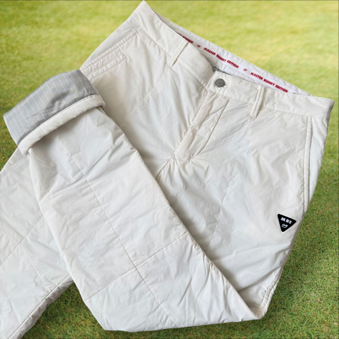 防寒　蓄熱　裏地付き　マスターバニー　パンツ　白　M〜L相当　中綿　ホワイト　4