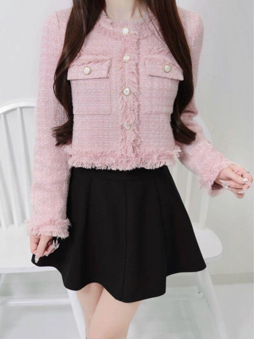 ジャケット・アウター lumignon Papillon tweed fringe jacket