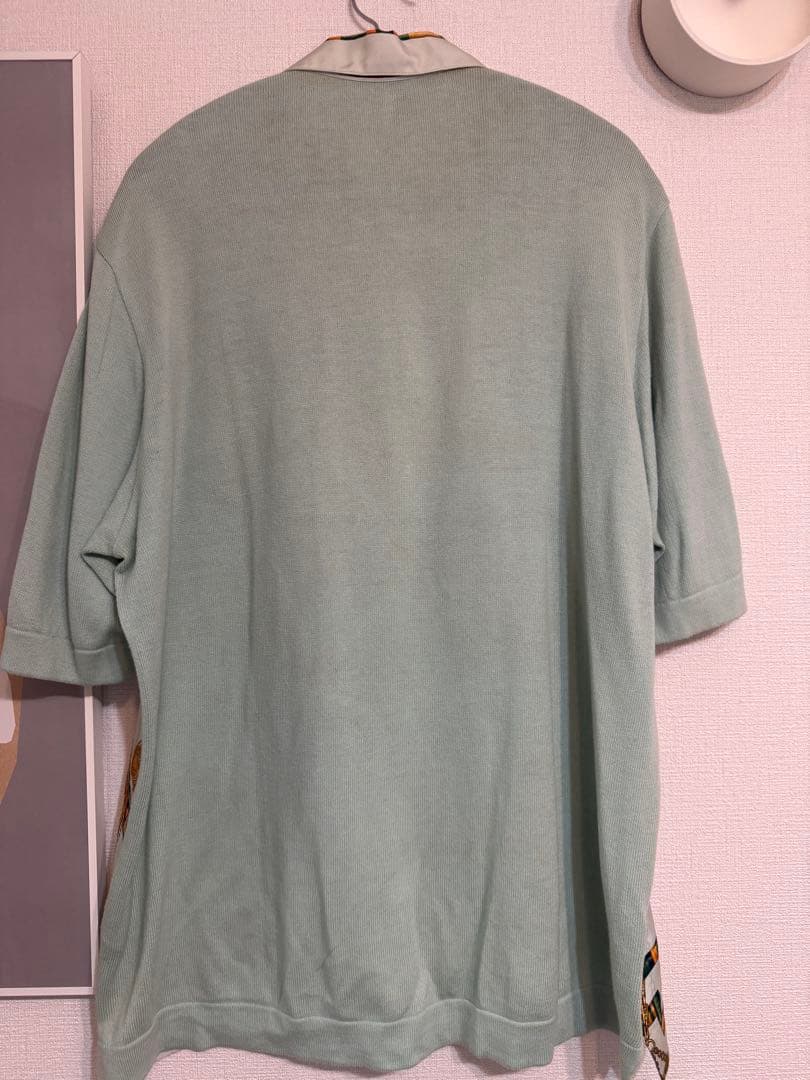 エルメス ツイルレーヌ　ポロシャツ 異素材切り替え　総柄 HERMES