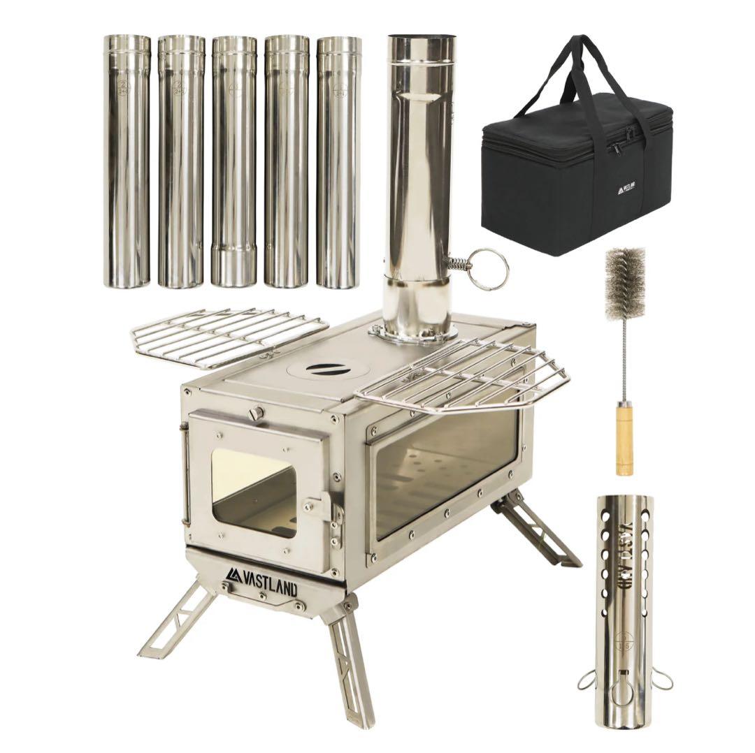 VASTLAND ステンレス薪ストーブ　延長煙突付き