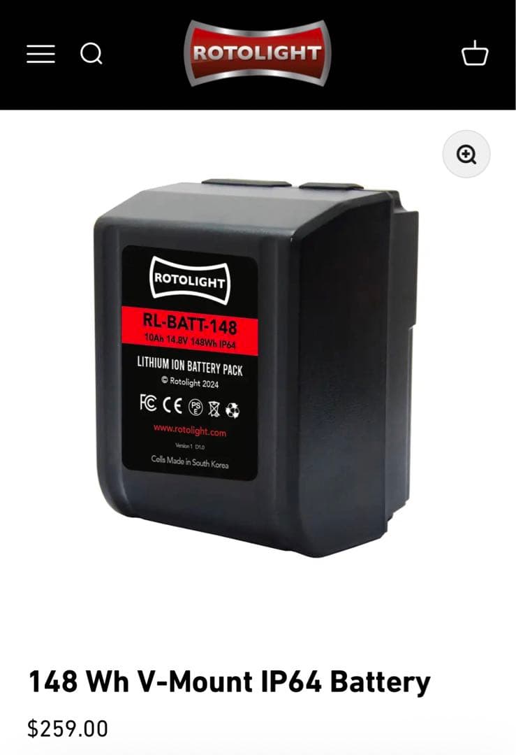 ROTOLIGHT Vマウントバッテリー RL-BATT-148 ケース付き