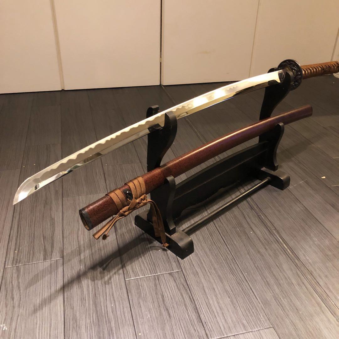 高級模造刀　高級居合刀　太刀　　本研波刃　亜鉛合金　茶拵え