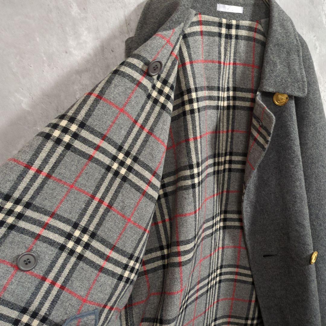 【80~90s】BURBERRY Woolカシミヤ混コート ノバチェック金ボタン