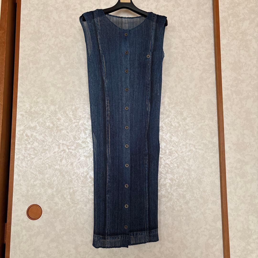 PLEATS PLEASE イッセイミヤケ デニム転写 カーディガン